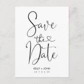 Kalligraphie mit Herzfunktion Save the Date Postka Ankündigungspostkarte (Vorderseite)