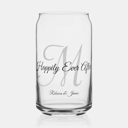 Kalligraphie Mit Monogramm glücklich immer nach de Dosenglas (Vorderseite)