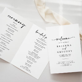 Kalligraphie Moderne elegante geklappte Hochzeit Programm