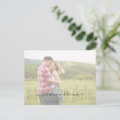 Kalligraphie Modernes Vellum Elegantes Foto QR Cod Ankündigungspostkarte (Stehend Vorderseite)