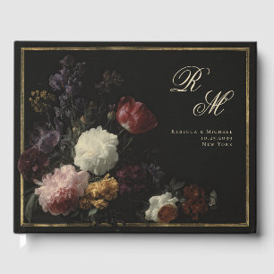 Kalligraphie Monogram Black Romantic Blume Gästebuch