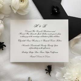 Kalligraphie Monogram Black & White Classic Weddin Einladung