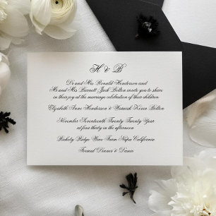 Kalligraphie Monogram Black & White Classic Weddin Einladung