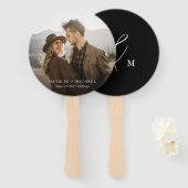 Kalligraphie Monogram Bride Groom Foto Hochzeit Fächer (Vorne und Hinten)