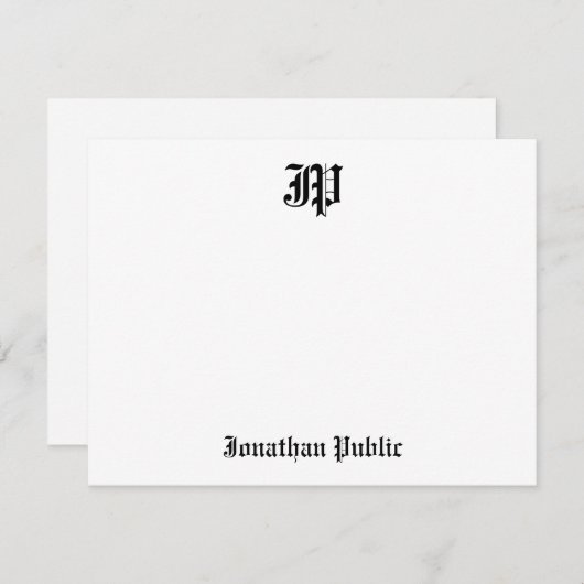 Kalligraphie Monogram Classic Nostalgisch Altes En Mitteilungskarte (Vorne/Hinten)