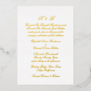 Kalligraphie Monogram Gold & White Formal Wedding Folieneinladung