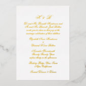 Kalligraphie Monogram Gold & White Formal Wedding Folieneinladung (Vorderseite)