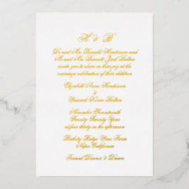 Kalligraphie Monogram Gold & White Formal Wedding Folieneinladung