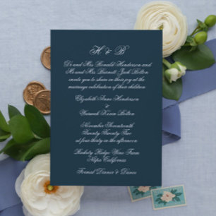 Kalligraphie Monogram Navy & White Formal Wedding Einladung