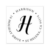 Kalligraphie Monogram Round-Rücksendeadresse Permastempel (Design)