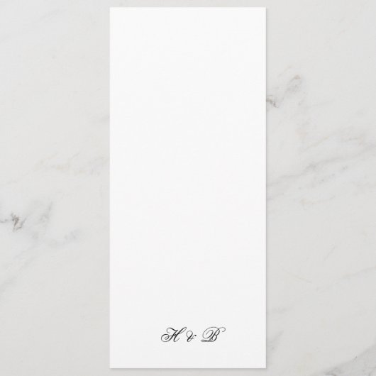 Kalligraphie Monogram Schwarz-Weiß-Feierliche Hoch Menükarte (Rückseite)