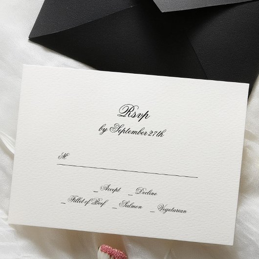 Kalligraphie Monogram Schwarz-Weiß-Feierliche Hoch RSVP Karte