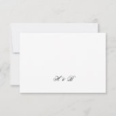 Kalligraphie Monogram Schwarz-Weiß-Feierliche Hoch RSVP Karte (Rückseite)