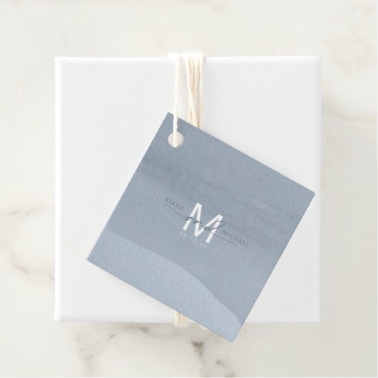 Kalligraphie Monogram Wedding Dusty Blue ID771 Geschenkanhänger (Beispiel)