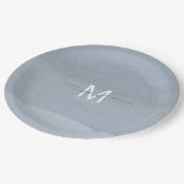 Kalligraphie Monogram Wedding Dusty Blue ID771 Pappteller (Schrägansicht)