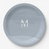 Kalligraphie Monogram Wedding Dusty Blue ID771 Pappteller (Vorderseite)