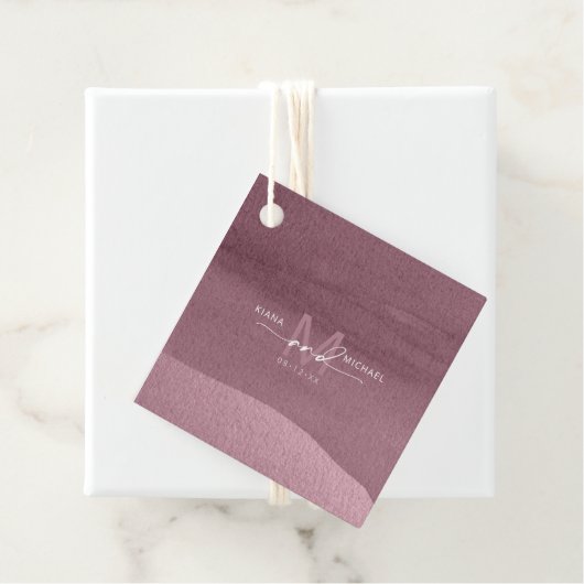 Kalligraphie Monogram Wedding Mauve ID771 Geschenkanhänger (Beispiel)