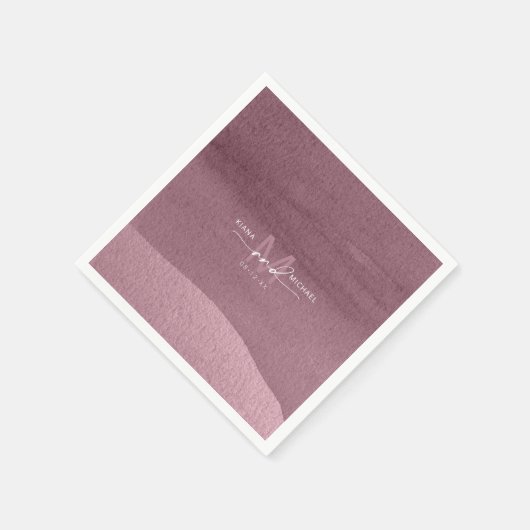 Kalligraphie Monogram Wedding Mauve ID771 Serviette (Ecke)