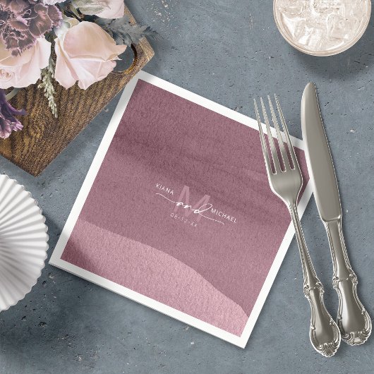 Kalligraphie Monogram Wedding Mauve ID771 Serviette