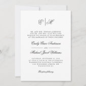 Kalligraphie Monogramm formale Schwarz-Weiß-Hochze Einladung (Vorderseite)