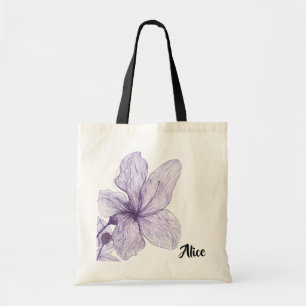 Kalligraphie-Monogramm-Hibiskus-Blumen-Gewohnheit Tragetasche
