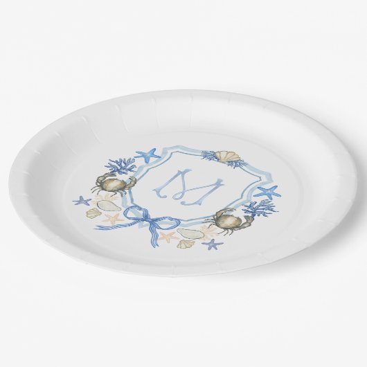 Kalligraphie-Monogramm Pappteller (Schrägansicht)