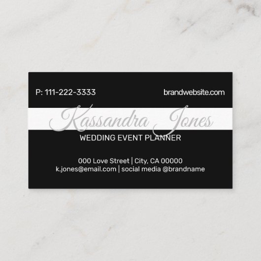 Kalligraphie Monogramme mit schwarzem und weißem H Visitenkarte (Rückseite)