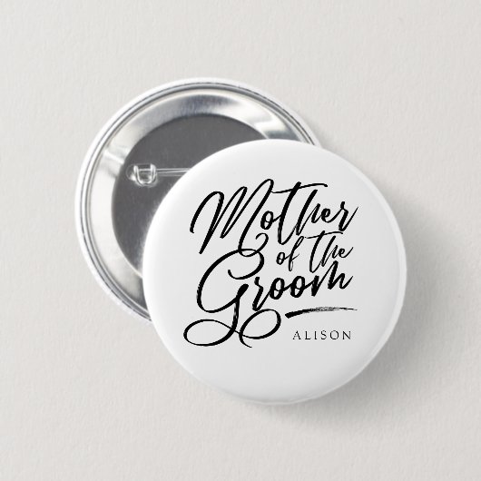 Kalligraphie Mutter des Grooms elegant Button (Vorne & Hinten)