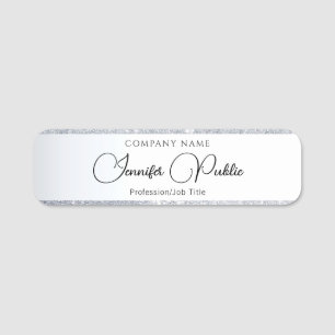 Kalligraphie Name Tag Elegantes Script Silver Glit Namensschild