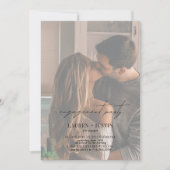 Kalligraphie-Overlay verblasst 2 Foto Verlobung Einladung (Vorderseite)