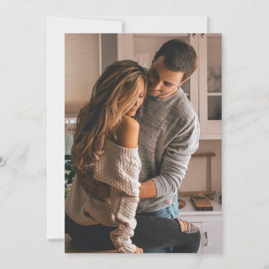 Kalligraphie-Overlay verblasst 2 Foto Verlobung Einladung (Rückseite)