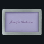 Kalligraphie Pastel Pale Lila Personalisiert Rechteckige Gürtelschnalle<br><div class="desc">Suchen Sie eine schöne Kalligrafie mit einer ästhetischen Handschrift? Dieses einfache,  auffällige Design ist für Sie.</div>