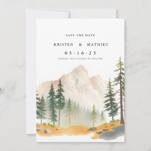 Kalligraphie Printable Mountain Save The Date (Vorderseite)