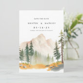 Kalligraphie Printable Mountain Save The Date (Stehend Vorderseite)