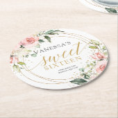 Kalligraphie Rosenrot Rosen 16. Geburtstag Runder Pappuntersetzer (Angewinkelt)