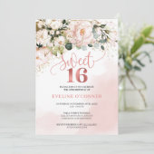 Kalligraphie Rosenrot Rosengrün süß 16. Einladung (Stehend Vorderseite)