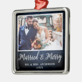 Kalligraphie Rustikales Blauholz Verheiratet und f Ornament Aus Metall (Links)