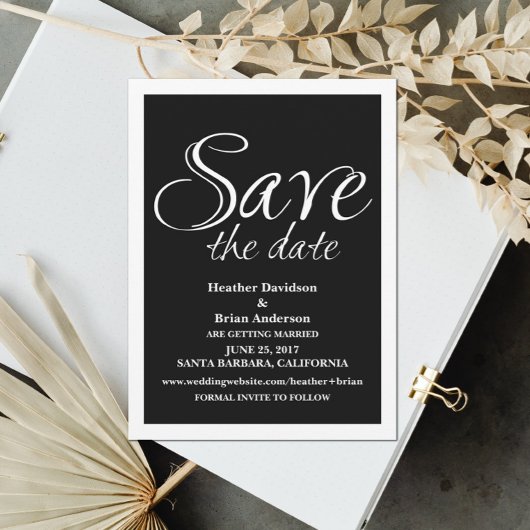Kalligraphie Save the Date einladen, Schwarz Einladung