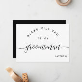 Kalligraphie Schwarz und Weiß, sei meine Trauzeuge Mitteilungskarte (Vorderseite/Rückseite Beispiel)