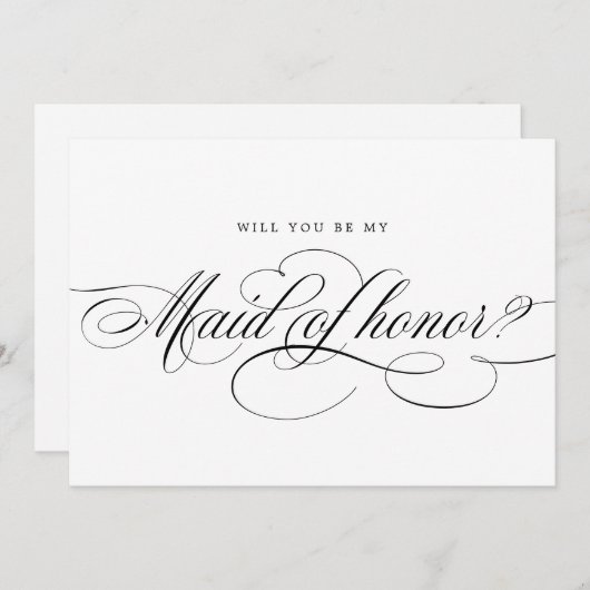 Kalligraphie Schwarz wirst du meine Trauzeugin sei Einladung (Vorne/Hinten)