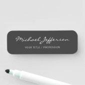 Kalligraphie Script Beruflich Grau Namensschild (Beispiel)