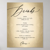 Kalligraphie Script Drinks & Cheers Wedding Sign Poster (Vorne)