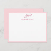 Kalligraphie Script Monogram Elegant Blush Pink Mitteilungskarte (Vorne/Hinten)
