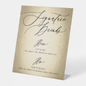 Kalligraphie Script Signature Drinks Hochzeit Sockelschild (Vorderseite)