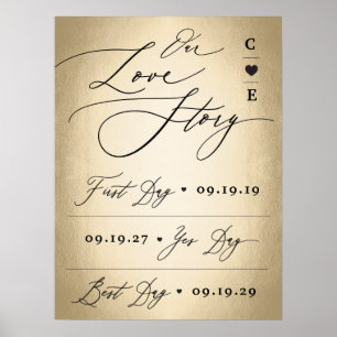 Kalligraphie-Skript auf unserer Liebe-Geschichte-H Poster