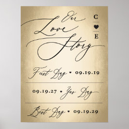 Kalligraphie-Skript auf unserer Liebe-Geschichte-H Poster