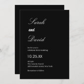 Kalligraphie-Skript einfache Schwarz-Weiß-Hochzeit Einladung (Vorne/Hinten)