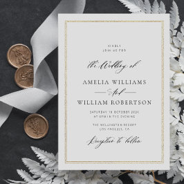 Kalligraphie-Skript Goldrahmen Hochzeitseinladung Einladung