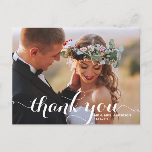 KALLIGRAPHIE-SKRIPT-HOCHZEIT DANKEN IHNEN POSTKARTE (Vorderseite)