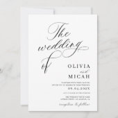 Kalligraphie-Skript Schwarz-Weiß-Hochzeit Einladung (Vorderseite)